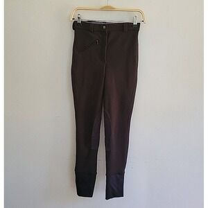 JPC Equestrian TuffRider Riding Pants Womens 28 Black Ribbed Knee Patch Stretch